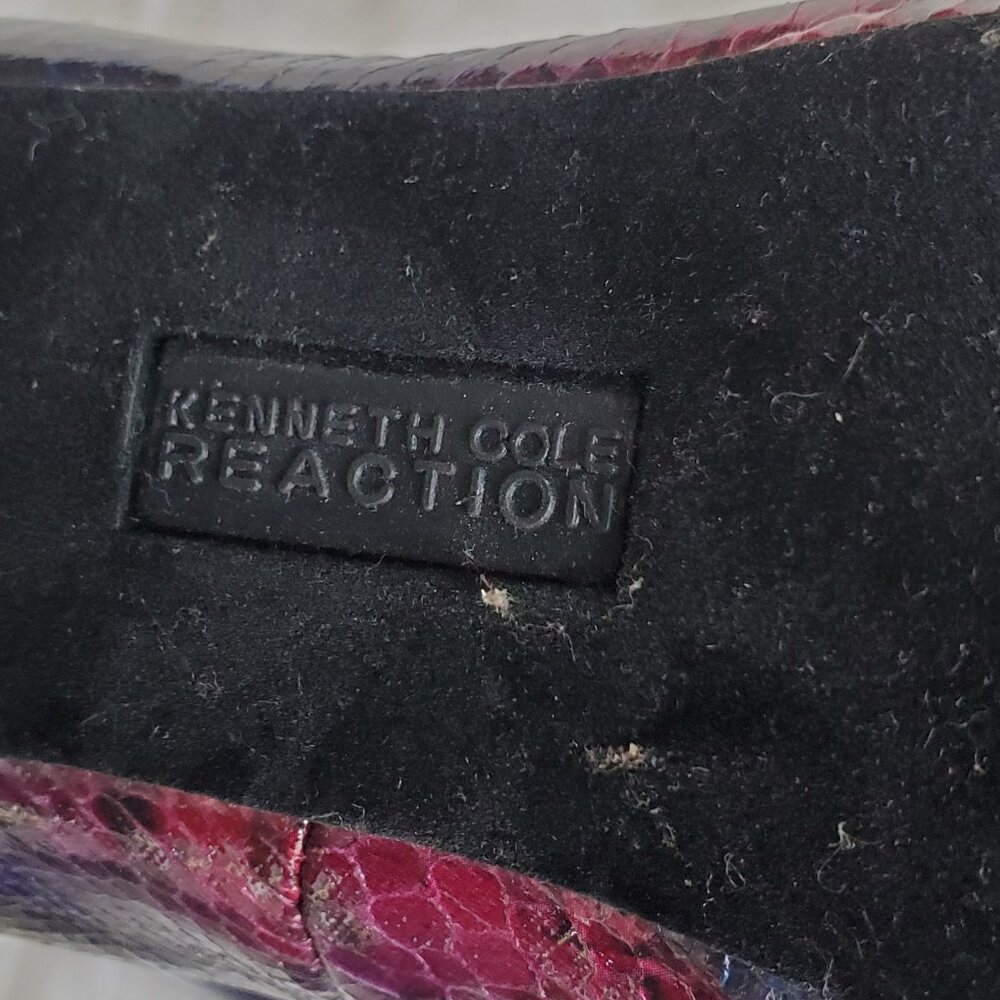 Kenneth Cole Reaction Purple Embossed Snakeskin Block High Heel Shoes SZ 8 - Picture 10 of 13